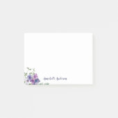 Elegant Paarse Bloemen Waterverf Boeket Script Post-it® Notes (Voorkant)
