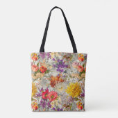 Elegant paarse bloemengrijs patroonmonogram draagtas (Achterkant)