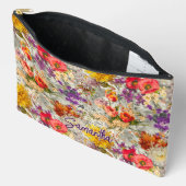 Elegant paarse bloemengrijs patroonmonogram etui (Open)