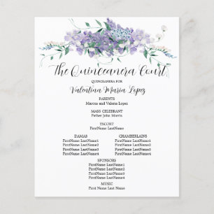 Elegant Paarse bloemenquinceanera programma