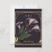 Elegant Paarse bloemenscript bruiloft Bewaar de da RSVP Kaartje (Achterkant)