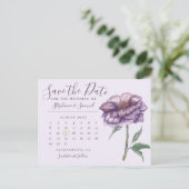 Elegant Paarse bruiloft Agenda sparen de Datum Briefkaart (Staand voorkant)