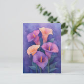Elegant Paarse Calla Lilies Briefkaart (Staand voorkant)