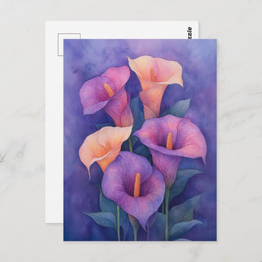 Elegant Paarse Calla Lilies Briefkaart (Voorkant / Achterkant)
