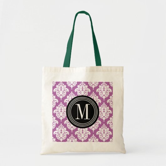 Elegant Paarse Damask - Gepersonaliseerd Tote Bag (Voorkant)