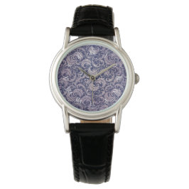 Elegant  Paarse damast patroon Horloge