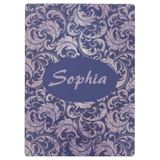Elegant Paarse damast patroon Klembord (Achterkant)