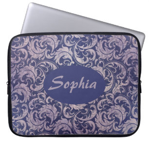 Elegant Paarse damast patroon Laptop Sleeve