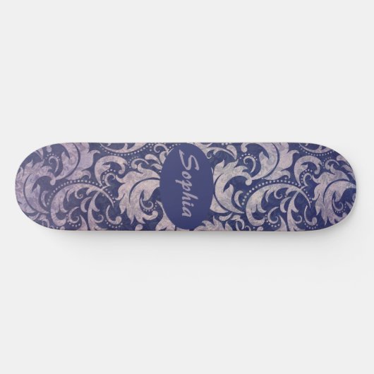 Elegant Paarse damast patroon Skateboard (Horizontaal)