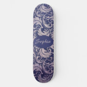 Elegant Paarse damast patroon Skateboard (Voorkant)