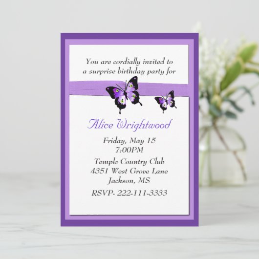 Elegant paarse Dames en heren, uitnodiging (Staand voorkant)