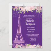 Elegant Paarse Eiffel Tower Paris Birthday Kaart (Voorkant)