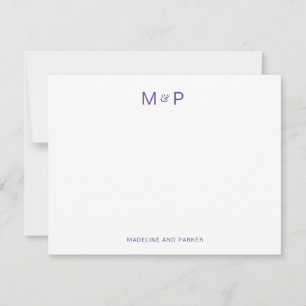 Elegant Paarse eigentijdse koppel Monogram Notitiekaartje