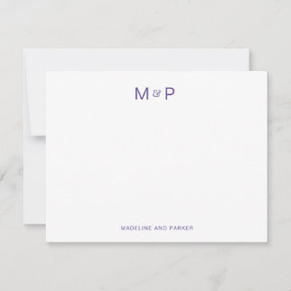 Elegant Paarse eigentijdse koppel Monogram Notitiekaartje