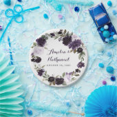 Elegant Paarse en gouden groene blad bloemetjesbru Papieren Bordje (Feest)