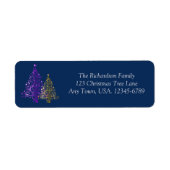 Elegant Paarse en gouden kerstboom label (Voorkant)