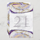 Elegant Paarse en gouden marmeren 21e verjaardagsf Kaart (Voorkant / Achterkant)