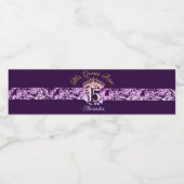 Elegant Paarse en gouden Quinceañera Spaans Waterfles Etiket (Enkel label)