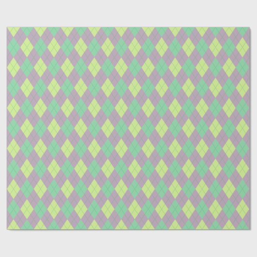 Elegant Paarse en groene Argyle meisje Cadeaupapier (Vlak)