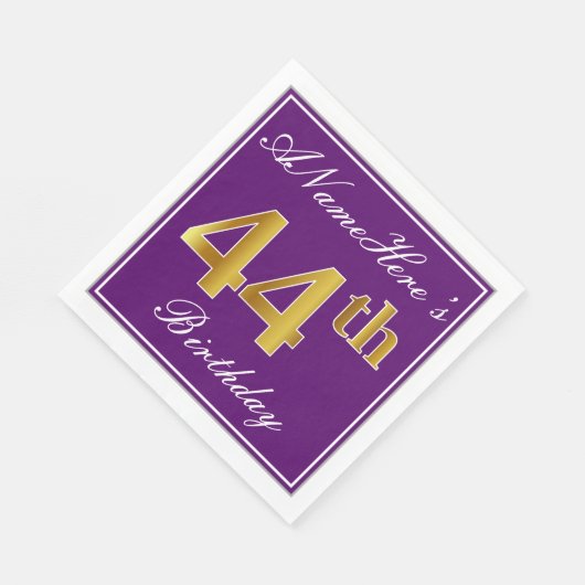 Elegant Paarse, Faux Gold 44e verjaardag + naam Servet (Hoek)