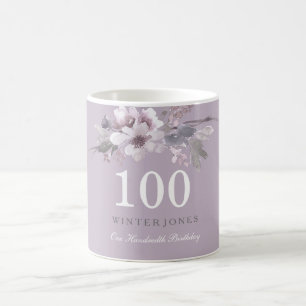 Elegant Paarse Floral 100th Birthday Party Gift Koffiemok