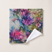 Elegant Paarse Floral Bad Handdoek (Wasdoekje)