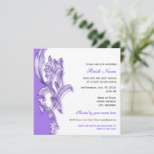 Elegant paarse floral bridal douche-uitnodiging. kaart (Staand voorkant)