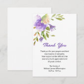 Elegant Paarse Floral Funeral Dank u Bedankkaart (Voorkant / Achterkant)