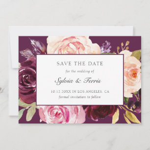 Elegant Paarse Floral Herfst Save The Date