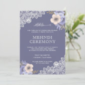 Elegant Paarse Floral Lace Islamitische Muslim Meh Kaart (Staand voorkant)