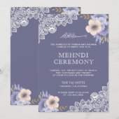 Elegant Paarse Floral Lace Islamitische Muslim Meh Kaart (Voorkant / Achterkant)