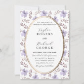Elegant Paarse Floral Waterverf Wedding Kaart (Voorkant)