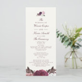 Elegant Paarse Floral Wedding Programma (Staand voorkant)