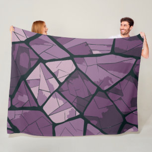 Elegant Paarse geometrisch Glas in lood ontwerp Fleece Deken