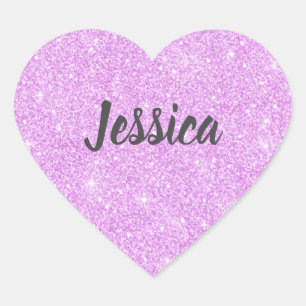 Elegant Paarse Glitter Hart Sticker