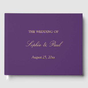 Elegant Paarse gouden beige bruiloft gastenboek