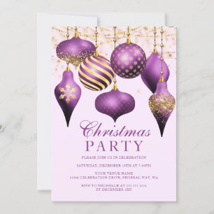 Elegant Paarse gouden kerstfeest Kaart