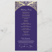 Elegant Paarse & Gouden Monogram Trouwprogramma Programma (Achterkant)