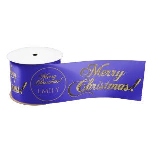 Elegant Paarse gouden script naar of van Kerstmis Lint