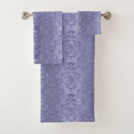 Elegant Paarse gradiënt Floral Damask Print Bad Handdoek