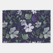 Elegant Paarse Groene Bloemen Decoupage Gift Inpakpapier Vel (Voorkant)