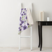 Elegant Paarse groene bloemenmonogrampatroon Sherpa Deken (In situ)