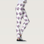Elegant Paarse handgetekende Ginkgo Leaf Pattern Leggings (Rechts)