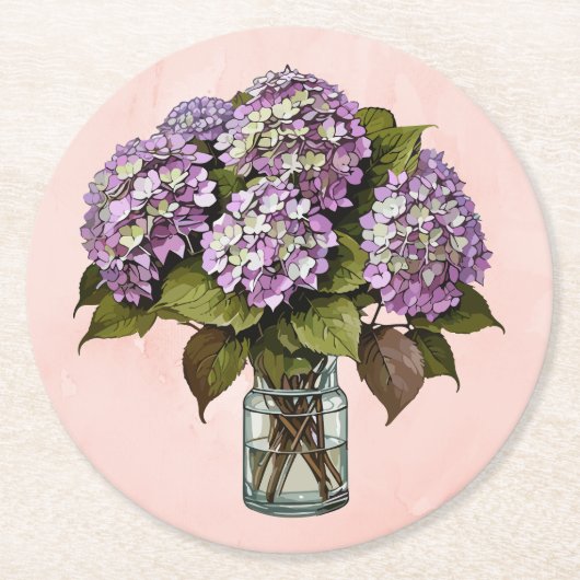 Elegant Paarse Hydrangea Flower Paper Onderzetter (Voorkant)