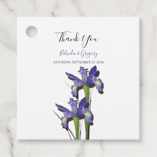 Elegant Paarse Iris Wedding Gift Bedankjes Labels (Voorkant)