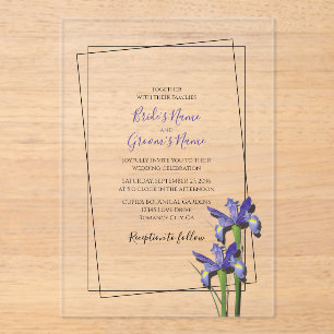 Elegant Paarse Iris Wedding Invitations Acryl Uitnodigingen