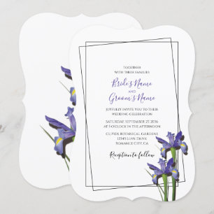 Elegant Paarse Iris Wedding Invitations Kaart