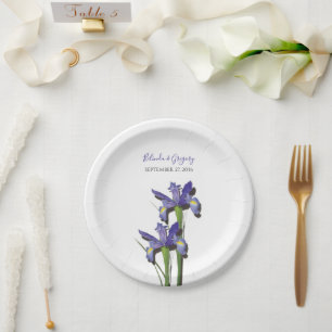 Elegant Paarse Iris Wedding Papieren Bordje