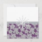 Elegant Paarse Lace Wedding Invitation Kaart (Voorkant)