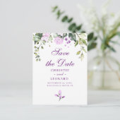 Elegant Paarse Lavander Modern sparen de Datum Briefkaart (Staand voorkant)